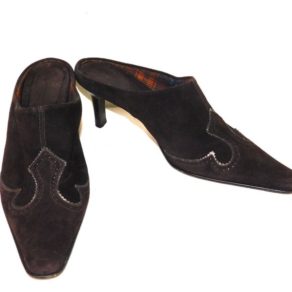 Aquatalia By Marvin K Made In Italy Suede Leather Heels Size 9 Slip On Western - Picture 1 of 12